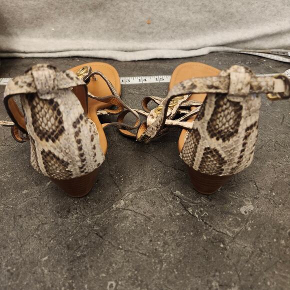 Coach Snakeskin Sandals Women's 9.5 B Brown Python  Embossed Wedge Sandal - Picture 6 of 7